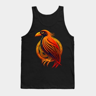 Celtic Raven Bird red and orange Tank Top